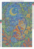 Thumbnail for Diamond painting adhesive canvas preview - Moonlit Cat in Flower Garden