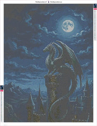 Thumbnail for Moonlit Dragon diamond painting adhesive canvas 60x80cm