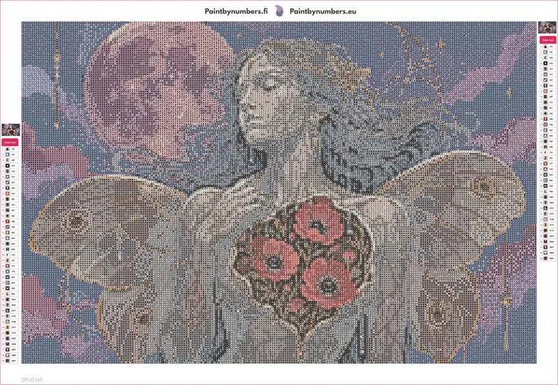 Moonlit Moth Wings diamond painting adhesive canvas 60x40cm