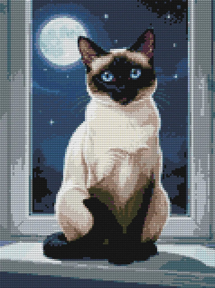 Diamond Pattern - Moonlit Siamese Cat