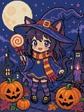 Thumbnail for Diamond painting pattern chart - Moonlit Witch Kitten