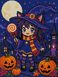 Thumbnail for Diamond painting pattern chart - Moonlit Witch Kitten
