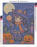Thumbnail for Moonlit Witch Kitten diamond painting adhesive canvas 30x40cm