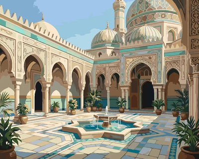 Moorish courtyard and fountain Paint By Numbers