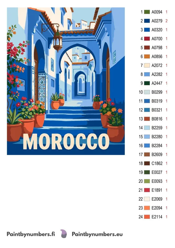Color chart and instructions - Morocco Travel Poster 40x50cm