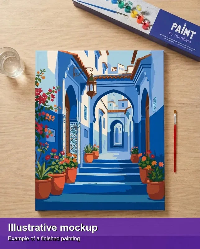 Illustration of the completed paint by numbers - Morocco Travel Poster 40x50cm
