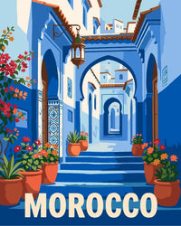 Thumbnail for Morocco travel poster Paint By Numbers, blue city