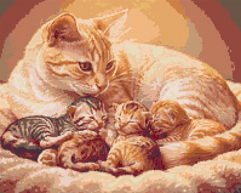 Diamond pattern - Mother Cat and Kittens