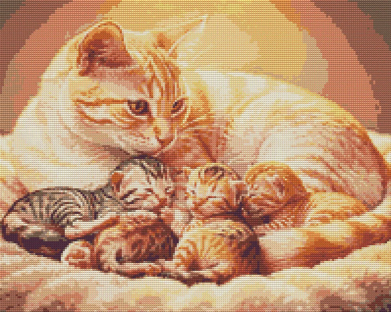 Diamond pattern - Mother Cat and Kittens