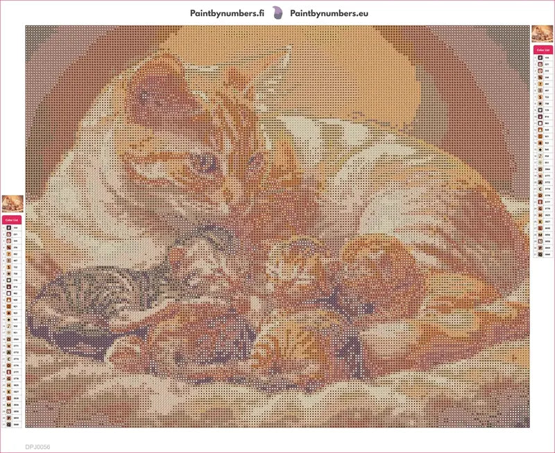 Mother Cat and Kittens diamond painting adhesive canvas 50x40cm