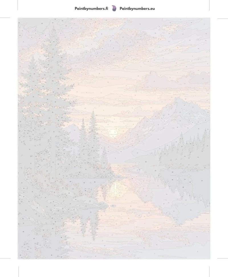 Paint by numbers numbered canvas - Mountain Lake Sunset 40x50cm