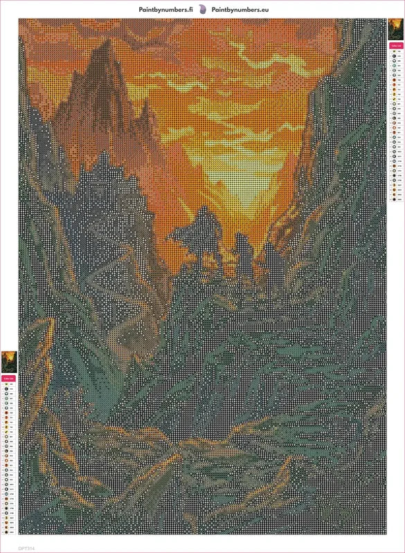 Diamond painting adhesive canvas preview - Mountain Pass