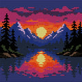 Thumbnail for Diamond painting pattern chart - Mountain Sunset Lake