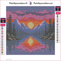 Thumbnail for Mountain Sunset Lake diamond painting adhesive canvas 20x20cm