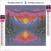 Thumbnail for Mountain Sunset Lake diamond painting adhesive canvas 20x20cm