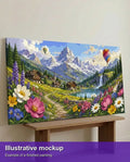 Thumbnail for Illustration of the completed paint by numbers - Mountain Village and Wildflowers 120x60cm