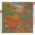 Thumbnail for Diamond painting adhesive canvas preview - Mouse Family's Pumpkin Harvest