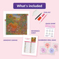 Thumbnail for What is included in the Mouse Family's Pumpkin Harvest diamond painting kit - adhesive canvas, reference sheet, tools and numbered drill bags