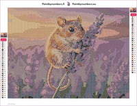 Thumbnail for Mouse on Lavender diamond painting adhesive canvas 40x30cm