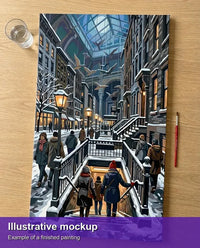 Thumbnail for Finished paint by numbers mockup - Museum Staircase and Birds 40x70cm