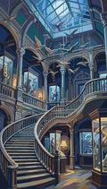 Thumbnail for Museum staircase and birds hanging from ceiling paint by numbers