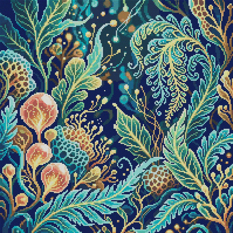 Mystical Botanical Fantasy, 50x50 cm diamond painting – full design preview without the close-up inset