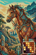 Thumbnail for Mystical Ornate Horse in Ruins, 40x60 cm diamond painting – finished design preview with a close-up of square drills