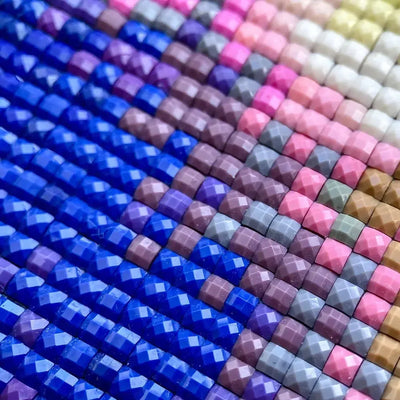 Closeup photo of squre drills for diamond painting