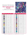 Thumbnail for DMC color chart for Neon Cyberpunk Girl Portrait diamond painting - 30 colors