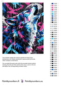 Thumbnail for Paint color chart and instructions - Neon Graffiti Wolf 40x50cm