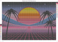 Thumbnail for Diamond painting adhesive canvas preview - Neon Horizon Synthwave