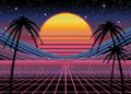 Thumbnail for Neon Horizon Synthwave, 70x50 cm diamond painting – finished design preview