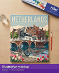 Thumbnail for Illustration of the completed paint by numbers - Netherlands Travel Poster 40x50cm