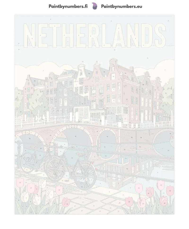 Numbered canvas - Netherlands Travel Poster 40x50cm