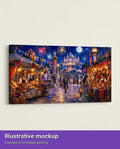 Thumbnail for Finished paint by numbers mockup - Night Market and Palace Fireworks 160x80cm