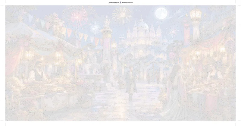 Paint by numbers numbered canvas - Night Market and Palace Fireworks 160x80cm