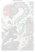 Thumbnail for Numbered canvas - Ninja and Dragon Cliff 80x120cm