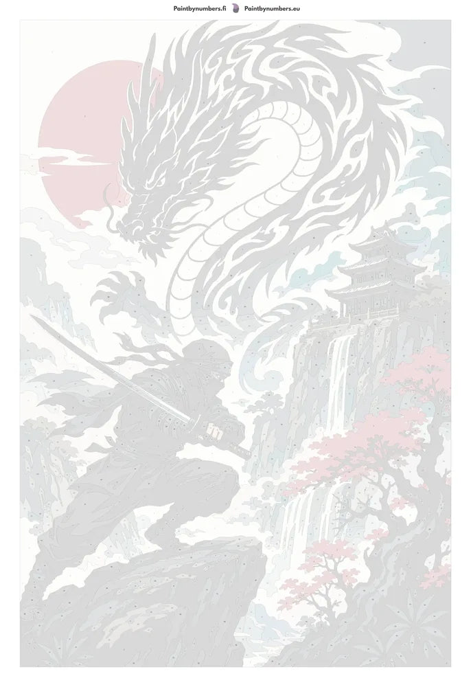 Numbered canvas - Ninja and Dragon Cliff 40x50cm