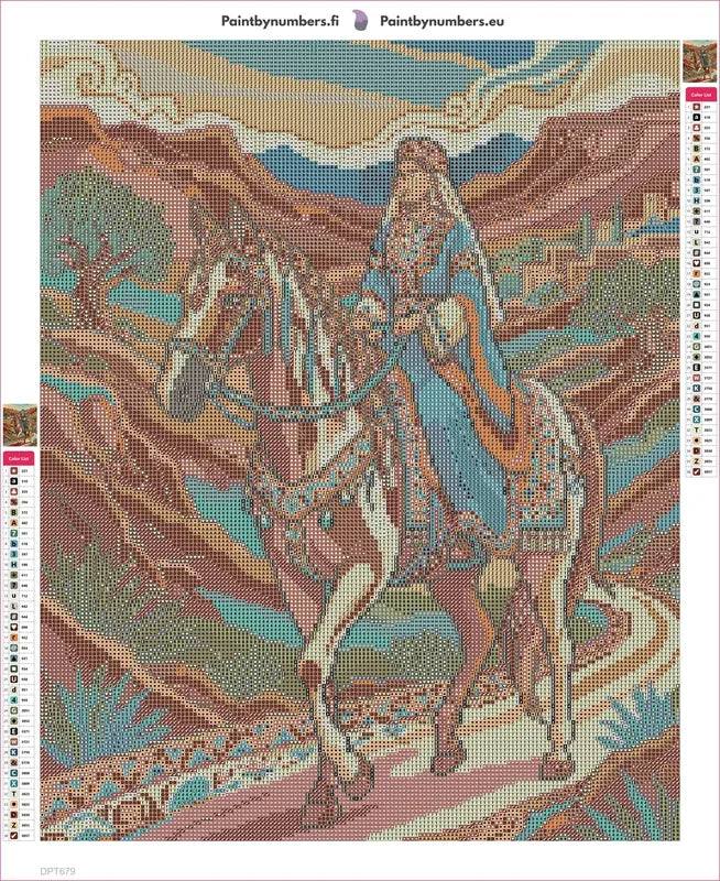 Diamond painting adhesive canvas preview - Noble Woman Riding Horse