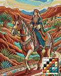 Thumbnail for Noble Woman Riding Horse, 40x50 cm diamond painting – finished design preview with a close-up of square drills