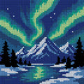 Thumbnail for Diamond painting pattern chart - Northern Lights Peak