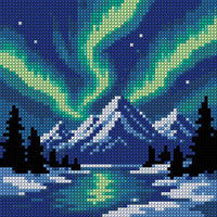 Thumbnail for Diamond painting pattern chart - Northern Lights Peak