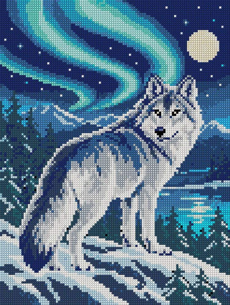 Northern Watch, 30x40 cm diamond painting – full design preview without the close-up inset