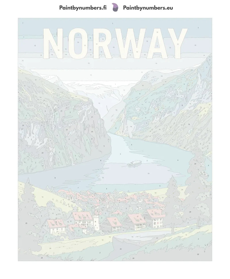 Numbered canvas - Norway Travel Poster 40x50cm