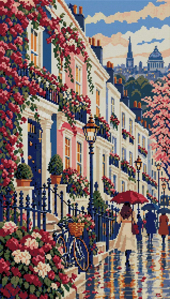 Notting Hill Umbrella Parade, 40x70 cm diamond painting – full design preview without the close-up inset