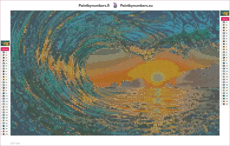 Diamond painting adhesive canvas preview - Ocean Sunset Wave