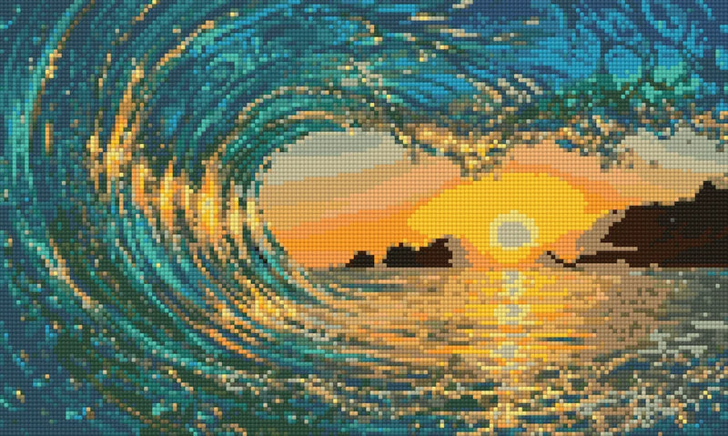 Diamond painting pattern chart - Ocean Sunset Wave