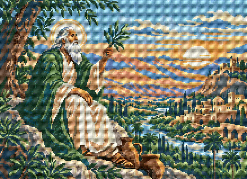 Olive Keeper in the Desert, 55x40 cm diamond painting – full design preview without the close-up inset