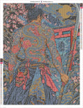 Thumbnail for Diamond painting adhesive canvas preview - Oni Mask Warrior