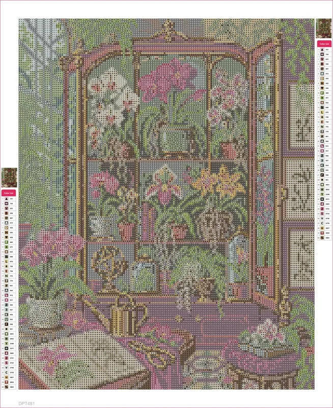 Diamond painting adhesive canvas preview - Orchid Cabinet of Curiosities